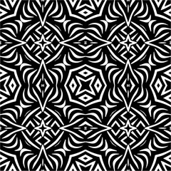 Vector pattern in geometric ornamental style. Black and white color. Simple geo all over print block for apparel textile, ladies dress, fashion garment, digital wall paper.