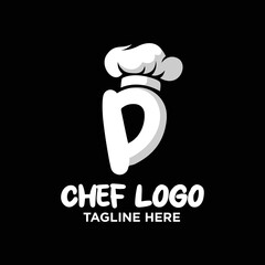 Letter D Chef Logo Design Template Inspiration, Vector Illustration.