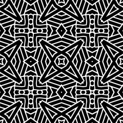 Vector pattern in geometric ornamental style. Black and white color. Simple geo all over print block for apparel textile, ladies dress, fashion garment, digital wall paper.