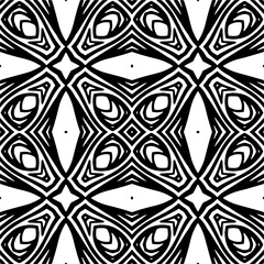 Vector pattern in geometric ornamental style. Black and white color. Simple geo all over print block for apparel textile, ladies dress, fashion garment, digital wall paper.