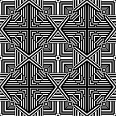 Vector pattern in geometric ornamental style. Black and white color. Simple geo all over print block for apparel textile, ladies dress, fashion garment, digital wall paper.