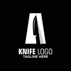 Letter A Knife Logo Design Template Inspiration, Vector Illustration.