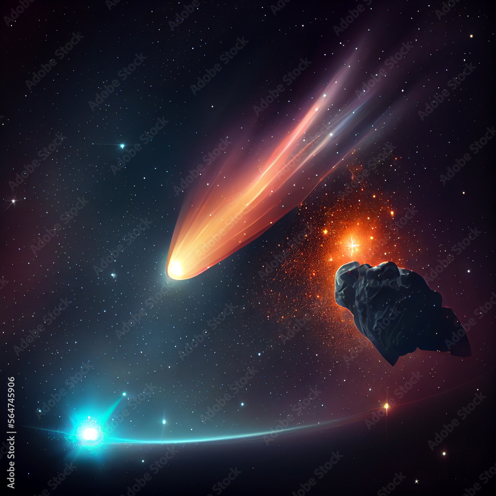 Poster beautiful abstract illustrations comet and star on a background.