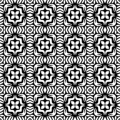 
Vector pattern in geometric ornamental style. Black and white color. Simple geo all over print block for apparel textile, ladies dress, fashion garment, digital wall paper.