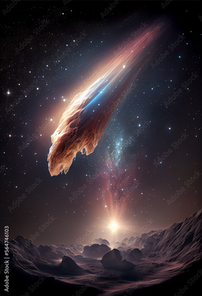 Poster beautiful abstract illustrations comet and star on a background.