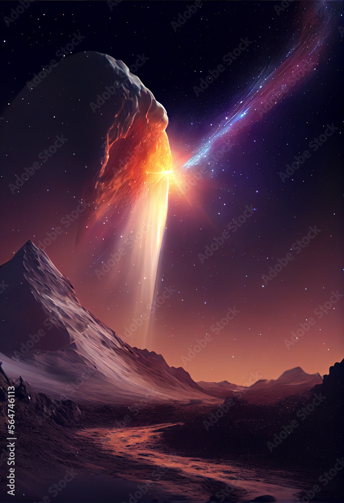 Poster beautiful abstract illustrations comet and star on a background.