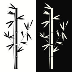 An illustration of mirrored black and white bamboo. Vector