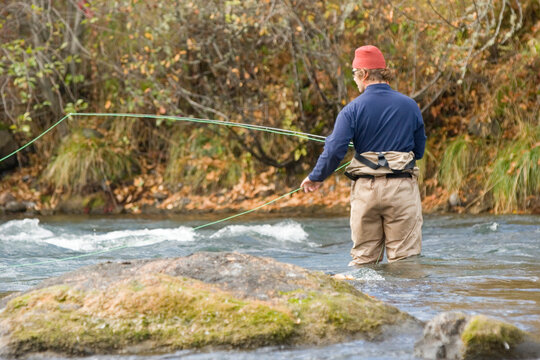 Fly fishing for steelhead trout.