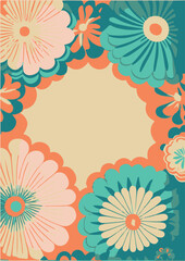 A set of backgrounds for text, psychedelic hippie art, a frame of stylized flowers.