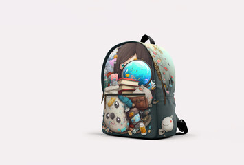 Children's school backpack with whole world inside books, generated by AI