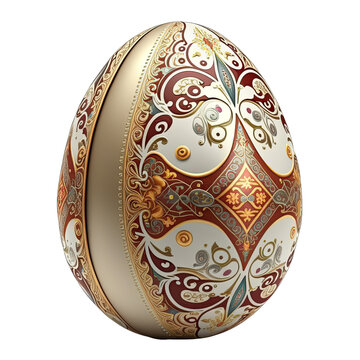 Isolated traditional Pisanki egg illustration, decorated folk Easter egg with transparent background, intricate traditionally ornamented egg, generative ai