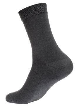 Long grey sock on mannequin isolated on white