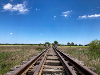 abandoned railroad track in Buenos Aires province, Argentina