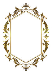 Certificate of commendation, golden metallic oriental, arabesque and damask decorative lines vintage frame.