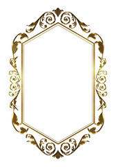 Certificate of commendation, golden metallic oriental, arabesque and damask decorative lines vintage frame.