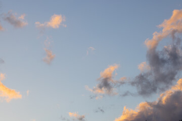 Wonderful cloud formations in Madeira on a colorful sky on a sunset.