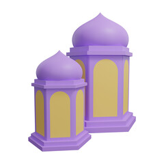 PNG Lantern lamp ramadan element with 3d rendering