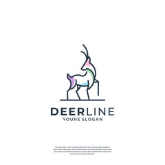 Minimalist deer line logo design template