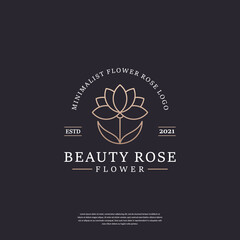 Minimalist flower logo design template