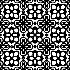 Vector pattern in geometric ornamental style. Black and white color. Simple geo all over print block for apparel textile, ladies dress, fashion garment, digital wall paper.