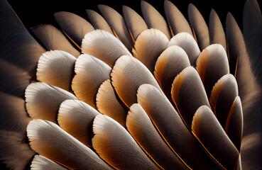 Obraz premium Goose Feathers Background, Brown Plume , Wings Texture, Generative Ai Illustration