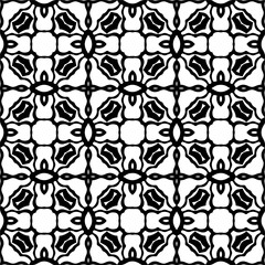 Vector pattern in geometric ornamental style. Black and white color. Simple geo all over print block for apparel textile, ladies dress, fashion garment, digital wall paper.