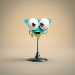Cute Cartoon Martini Character (Generative AI)
