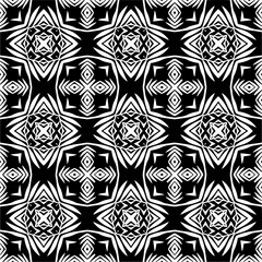 Vector pattern in geometric ornamental style. Black and white color. Simple geo all over print block for apparel textile, ladies dress, fashion garment, digital wall paper.