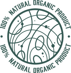 Organic healthy food label, natural vegan and vegetarian ecologic product emblem