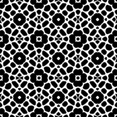 Vector pattern in geometric ornamental style. Black and white color. Simple geo all over print block for apparel textile, ladies dress, fashion garment, digital wall paper.