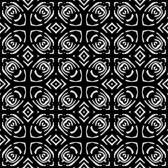 Vector pattern in geometric ornamental style. Black and white color. Simple geo all over print block for apparel textile, ladies dress, fashion garment, digital wall paper.