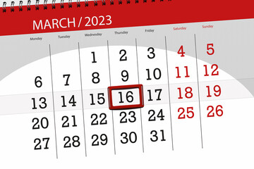Calendar 2023, deadline, day, month, page, organizer, date, march, thursday, number 16