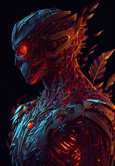 Robot with high-tech armour - Generative AI illustration