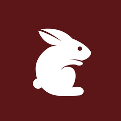 cute bunny illustration on dark red background. great to use as an image on a children's t-shirt.