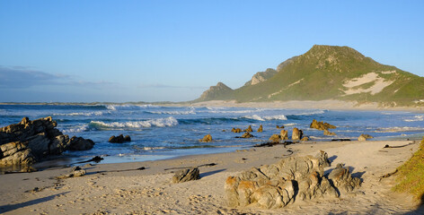 Fototapeta na wymiar Silver Sands beach early morning, Bettys Bay, South Africa