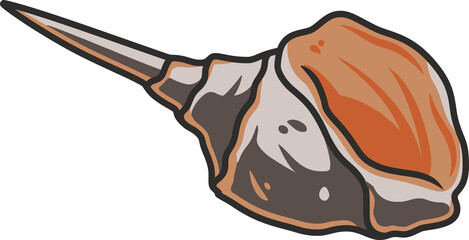 Stylized hand drawn seashell on the beach