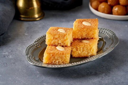 Middle eastern semolina cake basbousa , namoora, hareesa
