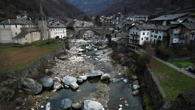 most scenic Alpine places in Italian region Valle d'Aosta - Lillianes, medieval village surrounded by Alps mountains