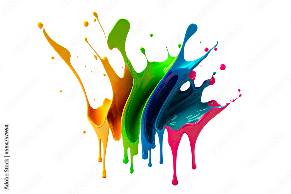 Wall mural rainbow wave. colorful paint splash. isolated design element on the transparent background. generati