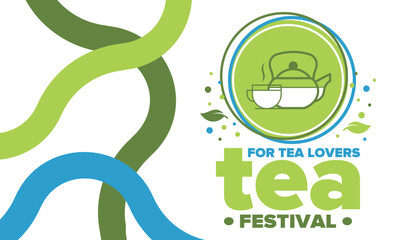 Tea Festival. For tea lovers. Event for professionals in the tea industry. Tea ceremony. Delicious leaf tea. Cafes and restaurants. Trainings for baristas from staff schools. Creative Illustration