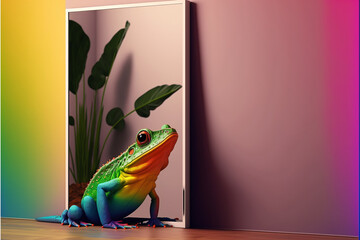 Frog, Rainbow, Generative AI, Illustration 