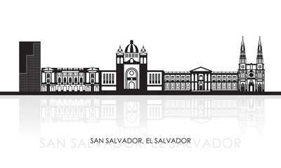 Obraz premium Silhouette Skyline panorama of city of San Salvador, El Salvador- vector illustration