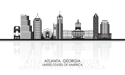 Fototapeta premium Silhouette Skyline panorama of Atlanta, Georgia, United States - vector illustration