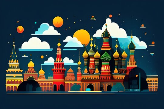 Moscow city illustration. flat design, city view