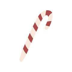 Candy cane isolated on white background. Cartoon of cane vector icon. Vector illustration
