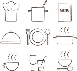 Hand drawn restaurant icons 1 - 564761135