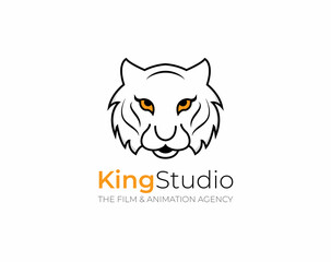 Lion face line logo. Animal logo - isolated on white background -  vector illustration editable template logo design