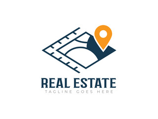 Real Estate Business Logo Vector Illustration isolated on White Background - Editable logo design template