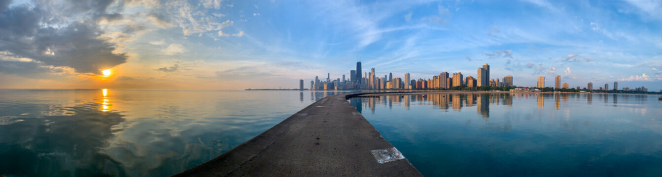 Chicago Skyline at North Ave Beach