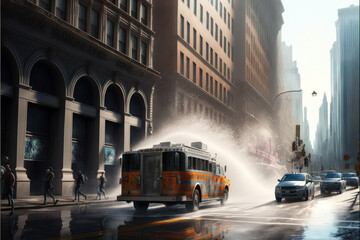 Illustration Of Beautiful Wet City Streets 
